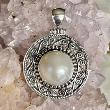 PD 15010 PL-(HANDMADE 925 BALI SILVER PENDANT WITH MABE PEARL)